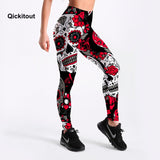 Skull Flower Digital Print Leggings