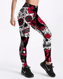 Skull Flower Digital Print Leggings