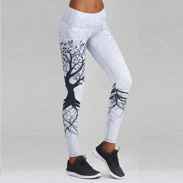 Skull Flower Digital Print Leggings