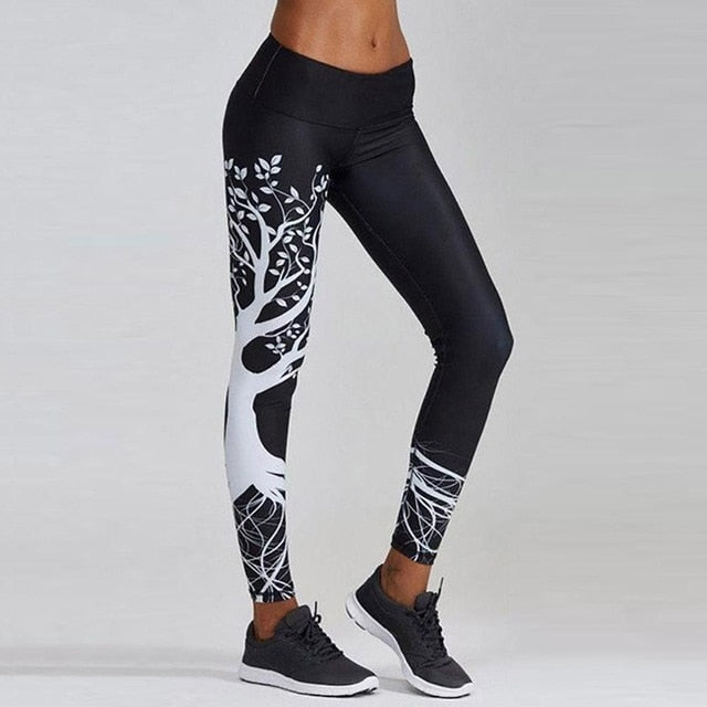 Skull Flower Digital Print Leggings