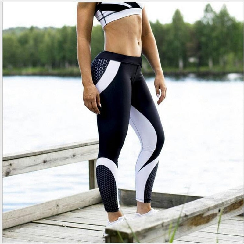 White Black Pattern Pushup Leggings